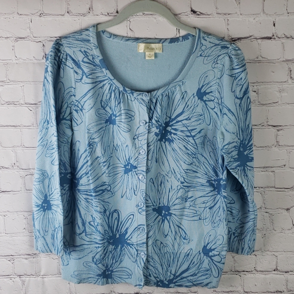 Passports Blue Medium Cardigan